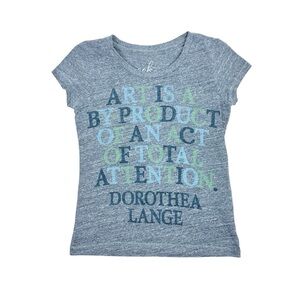 Peek Girls Gray Short Sleeve Dorothea Lange Quote Art Tee
